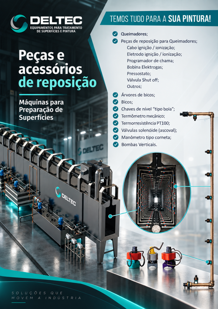 Encontre suporte para pintura a pó, pintura líquida, linha E-coat, pré-tratamento de superfícies, transportadores, cabines, estufas, fornos, automação e elétrica.